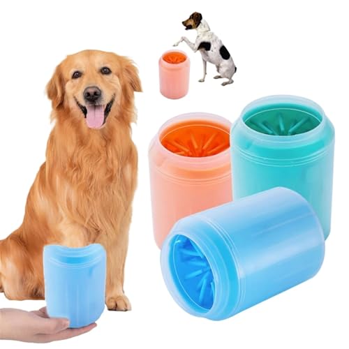 Dog Paw Cleaner Cup, Soft Silicone Combs, Portable Outdoor Pet Towel, Foot Washer, Paw Clean Brush, Quickly Foot Cleaning(Blue,L-9.2x15.2cm)