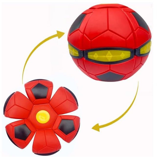The Doggy Disc Ball for Medium Large Dogs, Portable Creative Flying Saucer Ball Stomp UFO Magic Balls, Decompression Pop Up Dog Toys Balls for Outdoor Sports Gifts (Football Red) - color: Football Red