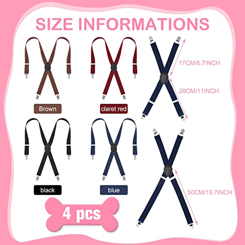 Sanwuta 4 Pieces Dog Diaper Suspenders Male Female Adjustable Pet Diaper Keeper Suspender for Dog Skirt Dress Pet Clothes, 4 Colors