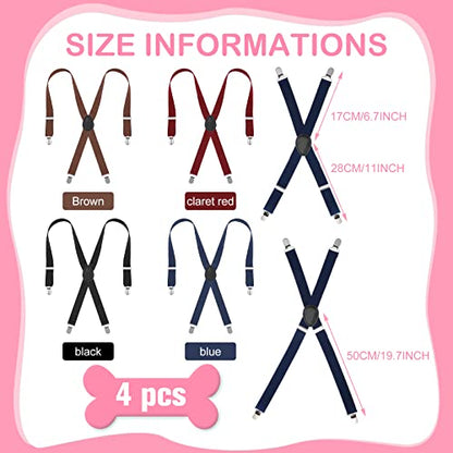 Sanwuta 4 Pieces Dog Diaper Suspenders Male Female Adjustable Pet Diaper Keeper Suspender for Dog Skirt Dress Pet Clothes, 4 Colors