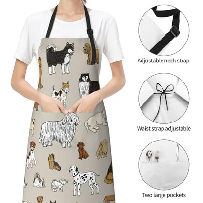 Perinsto Dog Cat Pets Cute Animals Waterproof Apron Bibs for Grooming Kitchen Cooking Baking Painting Gardening - color: Dog (Beige)