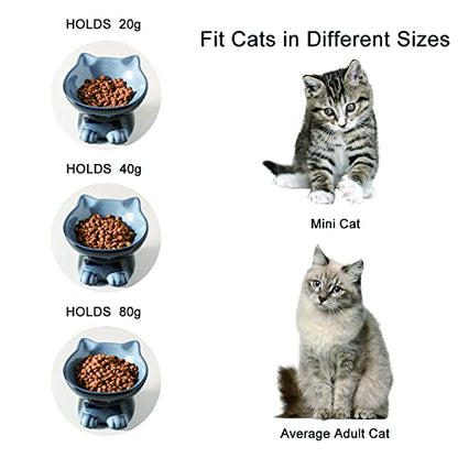 Nihow Ceramic Raised Cat & Dog Bowls: 5 Inch Elegant Gray (2 PC), Protecting Pet's Spine, Feeding & Watering Supplies, Modern Design, Anti Vomiting, Whisker Friendly - color: Gray, size: 4.5 OZ+8 OZ