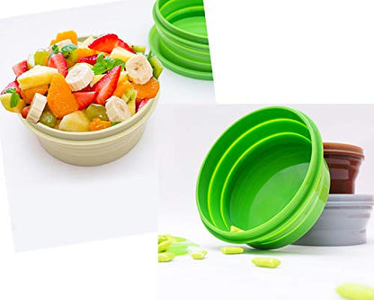 IYYI ME.FAM Silicone Collapsible Bowl with Lid - 800ML Folding Travel Bowl for Camping, Hiking - Heat Resistant - color: Blue