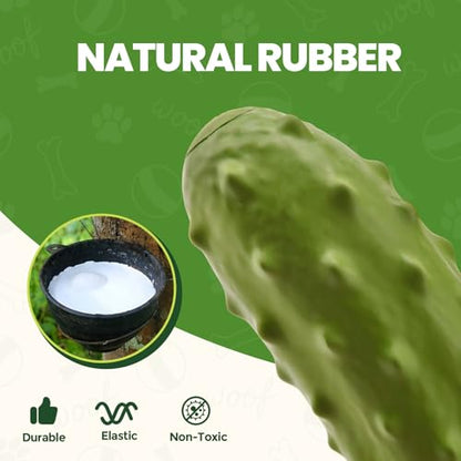 LIFLIX Tough Squeaky Dog Toys, Durable Dog Chew Toy with Natural Rubber, Teething Toys for Medium Large Breeds, Cucumber Pickle Shape - color: Green
