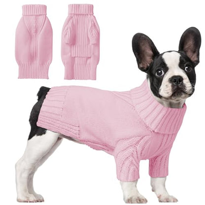 Dog Sweaters for Small Medium Large Dog, Classic Turtleneck Pet Clothes Warm Thermal Doggy Winter Coat, Thick Double Knitting Collar Pullover Cold Weather Puppy Jacket for Indoor & Outdoor Wear
