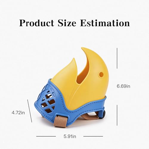 Dog Muzzle for Large & Medium Sized Dogs, Basket Muzzle for Dogs - Cute Hawk-Beak Design, Soft Breathable & Adjustable for Walking, Outdoor Activity & Crowded Places (1 Pack，Blue-Yellow) (L) - size: L