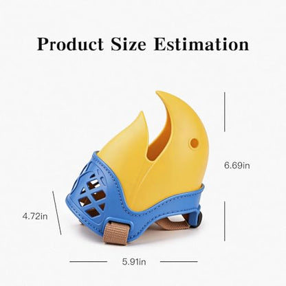 Dog Muzzle for Large & Medium Sized Dogs, Basket Muzzle for Dogs - Cute Hawk-Beak Design, Soft Breathable & Adjustable for Walking, Outdoor Activity & Crowded Places (1 Pack，Blue-Yellow) (L) - size: L