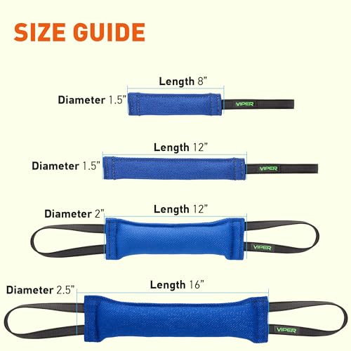 Viper Heavy Duty French Linen Dog Bite Tug Toy - K9 Trainer, Tough and Durable for Dogs Shutzhund IPO K-9 - Blue - 12in L x 2in W - color: Blue, size: 12in L x 2in W