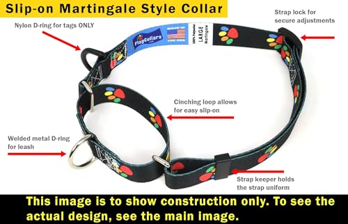 Switzerland Dog Collar | Switzerland Flag | Swiss Flag | Martingale Slip-On | Made in NJ, USA | for Medium Dogs | 3/4 inch Wide - size: Med 3/4 in./martingale (see details below)