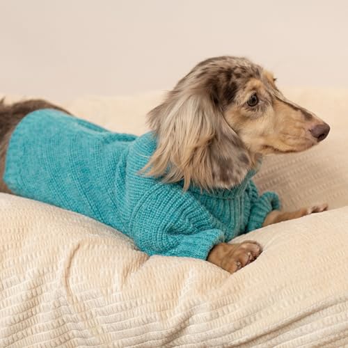 Fitwarm Knitted Dog Sweater - Thermal Winter Clothes for Small Dogs, Boy & Girl - Teal Blue, Small - color: Steel Blue, size: Small