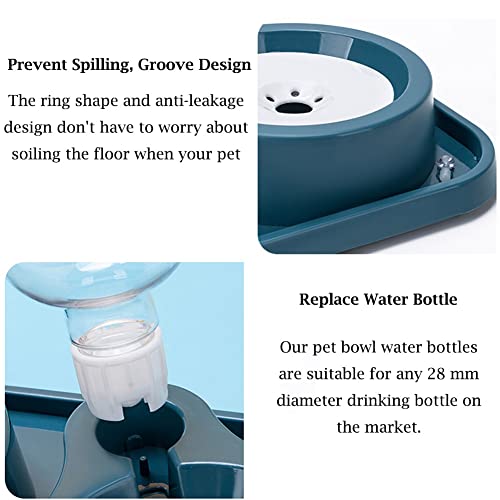 JiangYanus Double Dog Cat Bowls, No-Spill Pet Water and Food Bowl Set | Automatic Water Dispenser Bottle Detachable Stainless Steel Bowl Gravity Water Feeder Bowl for Cats Dogs Puppy Kitten Rabbit - color: Green, size: 1000ML Water Bottle