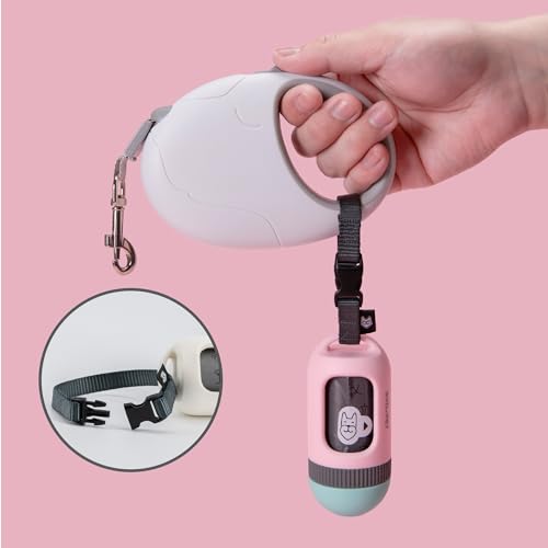 SVD.PET Dog Poop Bag Dispenser, Retractable Dog Waste Bag Holder for Leash, Pet Poop Bag Holder with 15 Bags, Dog Walking Accessory (Pink/Jade) - color: Pink/Jade