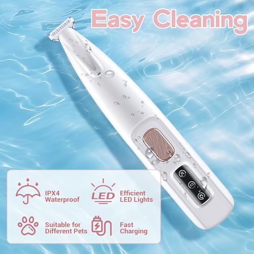 Paw Trimmer, Calm Clippers for Cats, Electric Dog Trimmer for Paws, Rechargeable Dog Paw Hair Trimmer with Led Light Low Noise Waterproof