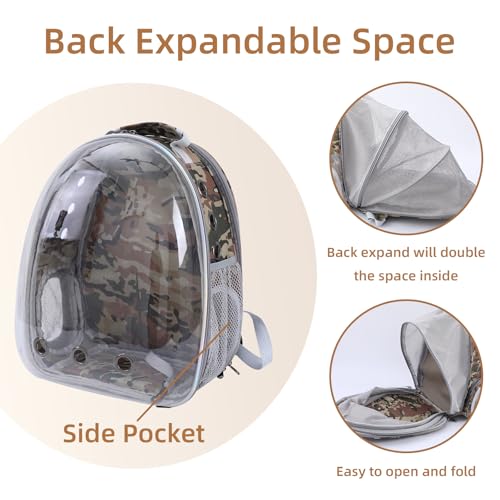 TOYSINTHEBOX Cat Backpack Carrier Back Expandable Bubble Pet Carrier Backpack for Large Cat, Kitten and Dog, Designed for Hiking, Camo - color: Camo