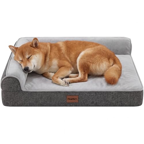 Pawfect Orthopedic Dog Bed for Small, Medium & Large Dogs, Memory Foam Pet Bed with 3 Waterproof Covers, Washable Removable Velvet Cover, Supportive Bolsters, Non-Slip Base (Medium: 32.5"x24.5"x7.5")