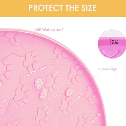 Dog Food Mat - Waterproof Cat Bowl Mat for Food and Water with Edges, Nonslip Dog Feeding Placement for Protecting Floors (2Pack Pink) - color: 2Pack Pink