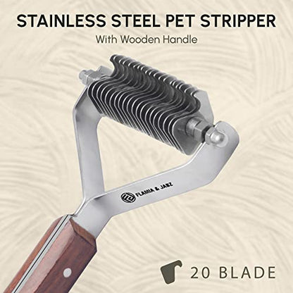 Flamia & Jabz Undercoat Rake for Dogs & Cats, Dematting Grooming Stripper Tool (20 Blades) - size: 20 Blades