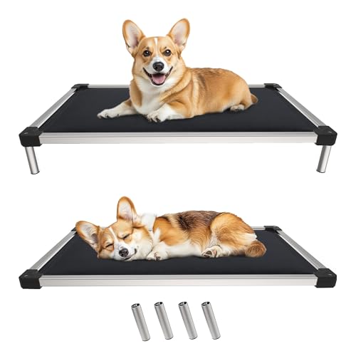 FXW TitanNest Chew-Proof Elevated Dog Bed, Raised Cot for Indoor/Outdoor/Camping Use, Durable & Washable Padded Pet Bed for Medium Dogs, 41.0" L x 27.0" W x 5.0" H, Black - color: Black, size: Medium Dog (41.0"L x 27.0"W x 5.0"H)