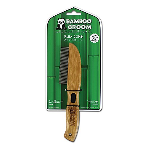 Alcott Bamboo Groom Flea Comb with 77 Rotating Pins for Pets
