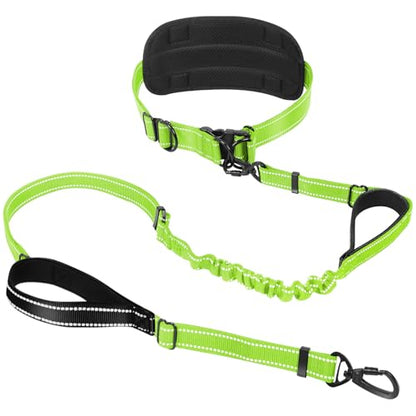 Hands Free Waist Dog Leash, 6-8FT Bungee Leash for 40-125lbs Dogs Walking - color: 1 Dog – Forest Glow
