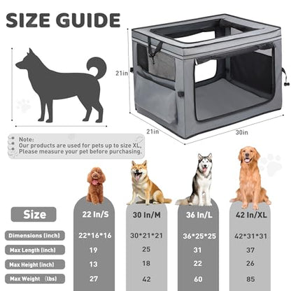 Portable Dog Crate Soft Dog Crate 22",30",36",42" Foldable Basic Dog Crates Easy Set-up, Light, Sturdy, Comfy，Collapsible Crate for Home and Travel (36Inch) - size: 36Inch