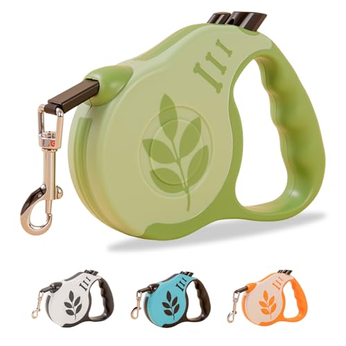 Retractable Dog Leash with Non-Slip Handle, 16 FT Automatic Telescopic Tractor with Atuo Locking Botton，Durable Pet Tape for Small and Medium-Sized Dogs Green - color: Green, size: 16FT