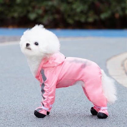Rain Jacket Dog Raincoat Hooded Windbreaker Dog Rain Jacket Raincoat Rain/Water Windproof for Small Rain Coat for Dogs Durable(Large,B)