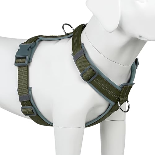 Plutus Pet No Pull Dog Harness, Adjustable Nylon Harness with Soft Padding, Reflective and Heavy Duty Dog Harness for Small, Medium, Large Dogs(Ranger Green, S) - color: Ranger Green, size: S