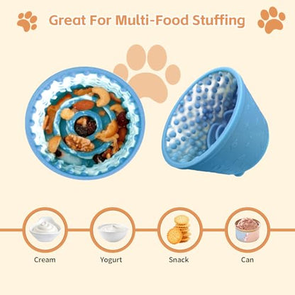 Dog Lick Bowl,Anxiety Relief Non-Slip Silicone Treat Bowl,Durable Anti-Choking Long-Lasting Enrichment Slow Feeder Licking Mat for Small Medium Large Breed,Freezable BPA Free Silicone Dishwasher Safe - color: Blue, size: S-M