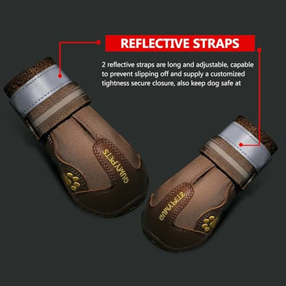 QUMY Dog Shoes for Large Dogs, Medium Dog Boots & Paw Protectors for Winter Snowy Day, Summer Hot Pavement, Water-Resistant in Rainy Weather, Outdoor Walking, Indoor Hardfloors Skid-Resistant Sole - size: Size 6: 2.6''x3.0''(W*L) (Pack of 4)
