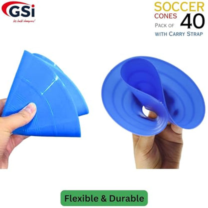GSi Sports Training Cones for Agility Drills – Soccer & Basketball Multi-Sport Field Markers, Durable Flexible Cones in Multiple Shapes & Packs (20–80 Pack) - style: Regular - 40 Pack