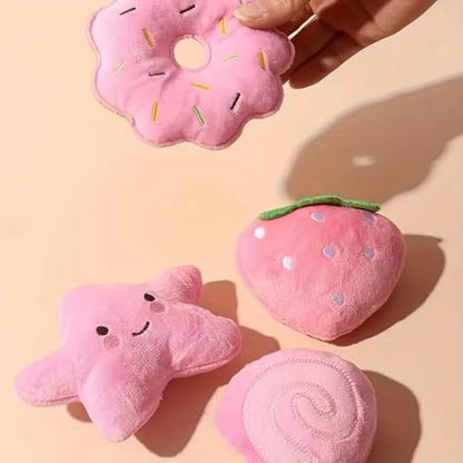 Small Dog Toys, Pink Puppy Toys, 4 Packs Dog Chew Toys for Fun | Dog Squeaky Toys, Plush Small Dog Toys for Dogs