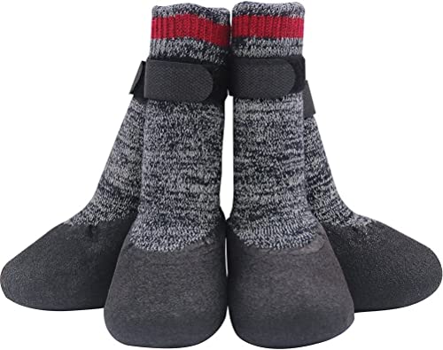 Mihachi Dog Socks Rubber Sole Paw Protectors with Straps Traction Control Anti-Slip Waterproof Boots Winter Paw Protectors - size: X-Small