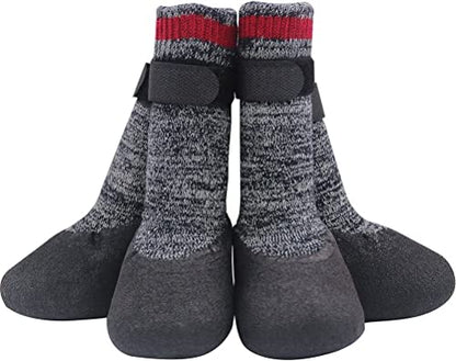 Mihachi Dog Socks Rubber Sole Paw Protectors with Straps Traction Control Anti-Slip Waterproof Boots Winter Paw Protectors - size: X-Small