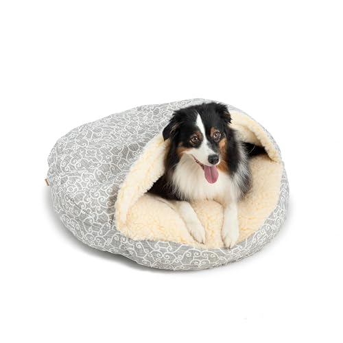 Snoozer Cozy Cave Dog Bed - Indoor Dog Bed with Cover Cave, Covered Calming Burrow for Small Sized Pets with Blanket Attached, Enclosed, Removable Washable Cover - Small, Ramey Gray - color: Ramey Gray, size: 25.0"L x 25.0"W x 8.0"Th