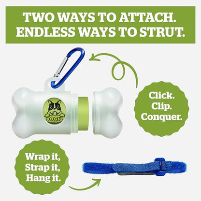 Pogi’s Dog Poop Bag Dispenser – Holder with Metal Carabiner for Leashes, Includes 15 Fresh Scented Bags - color: Unscented, size: 1 Count (Pack of 15)