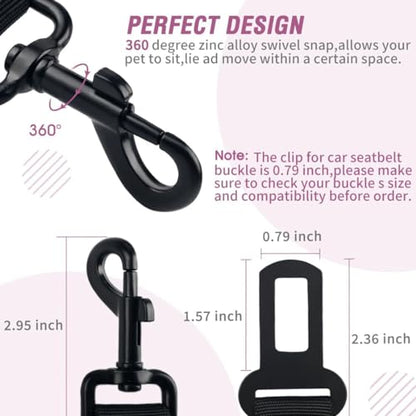 COOYOO Dog Seat Belt,Retractable Dog Car Harness Seat Belt for Car Adjustable Nylon Pet Safety Seat Belts Heavy Duty & Elastic Bungee Buffer - color: 09-Light Pink