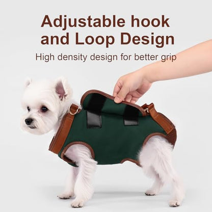 Wakytu Dog Lift Harness Dog Carrier Sling for Small Dogs & Cats,M | stylish puppy sling carrier with handle & pocket,adjustable leash,walking & travel - color: 1.0 Green, size: Medium(8-13 LBS)