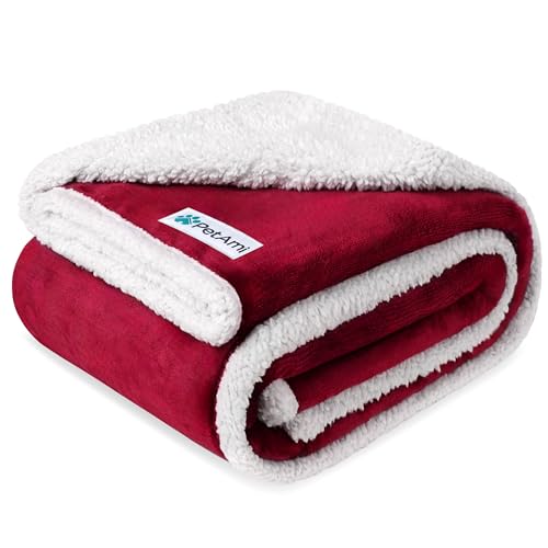 PetAmi Waterproof Dog Blanket for Couch, Pee Proof Sherpa Fleece Reversible Pet Throw, Furniture Protector for Bed Sofa Kennel, Soft Washable Cover for Small Medium Dog Puppy Cat, 29x40 Wine Red - color: Wine, size: Medium 29 X 40 Inches