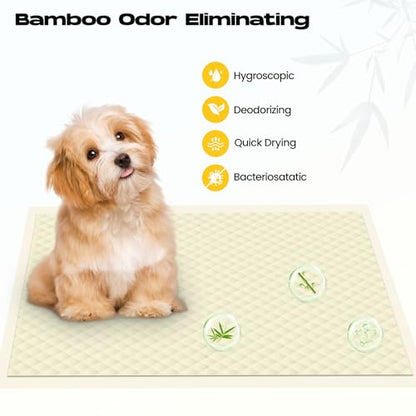 Puppy Pads 30 Count Small 22x22in Bamboo Training Pads Deodorizing Leakproof Quick Drying Dog Pee Pads Super Absorbent Disposable Pee Pads for Dogs Puppies, Doggie, Cats, Rabbits - size: 22*22(30 Count)