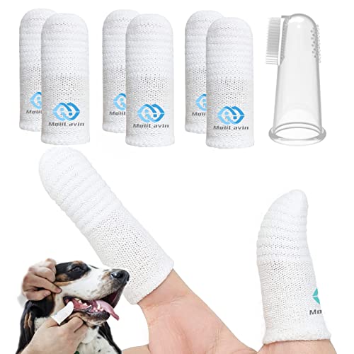 Pet Toothbrush for Small to Large Dogs Cats,Soft High Grade Finger Toothbrush,Teeth Oral Cleaning,Dental Care, 1 Set for Two Fingers White (6)