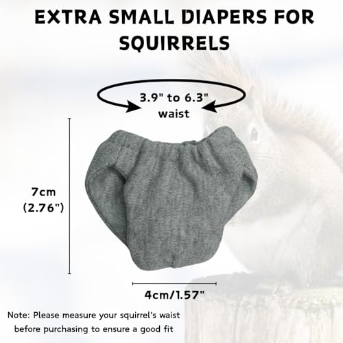 Washable Squirrel Diapers - Extra Small Reusable Pet Cloth Diapers Highly Absorbent Leak-Proof Urine Wet Pants with Adjustable Waistline for Indoor Squirrel (Grey, M (3.9" - 6.3"), Count, 1) - color: Grey