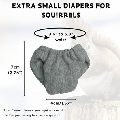 Washable Squirrel Diapers - Extra Small Reusable Pet Cloth Diapers Highly Absorbent Leak-Proof Urine Wet Pants with Adjustable Waistline for Indoor Squirrel (Grey, M (3.9" - 6.3"), Count, 1) - color: Grey