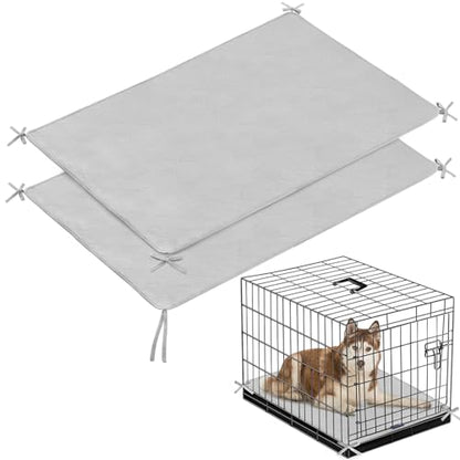 Waterproof Dog Crate Mat with Rope 2 Pack (42’’X28’’), Washable Pee Pads for Dogs, Non-Slip Training Pads for Dogs, Fits 42 Inch Dog Crate - size: X-Large 42"X28"