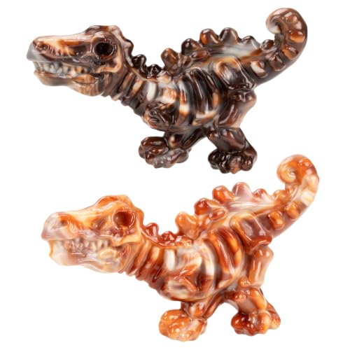 DinoBone 2-Pack Tough Dog Chew Toys for Aggressive Chewers, Rock-Hard Nylon Dinosaur Bones for Large Dogs 20–90 lbs, Almost Indestructible Dog Toys, Helps Redirect Destructive Chewing, Bacon Flavor