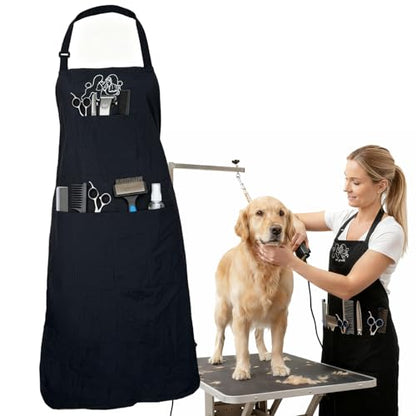 Gliitatu Dog Grooming Apron Smock Waterproof Apron for Dog Groomer Hair Resistant Barber Apron for Salon (1 Pack) - color: 1 Pack