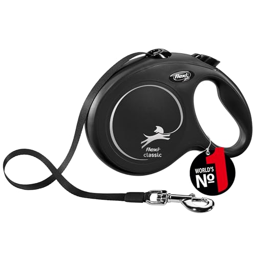 FLEXI New Classic Tape Retractable Dog Leash for Large Dogs Upto 110 lbs. – 26 ft., Black | Tangle Free Pet Walking Leash with One-Handed Brake, Pause, Lock|German Quality Product - color: Multi, size: L (Pack of 1)