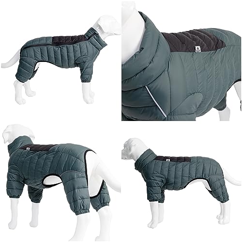 ArmyGreen Dog Jumper, Windproof, Reflective - Dirigible Winter Jacket for S, M, L - Zip, Adjustable Sizes - color: Armygreen, size: S (11inch Back)