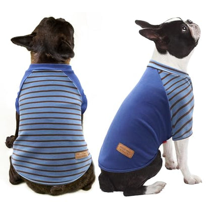 KYEESE 2Pack Dog Sweater, Soft Puppy Sweatshirt Stretchy Pullover Dog Sweater for Small Dogs Boy, Lightweight Fleece Cat Shirt Pet Clothes with Sleeves, M - color: 02# Blue+Stripe, size: Medium (8.5-13lbs)