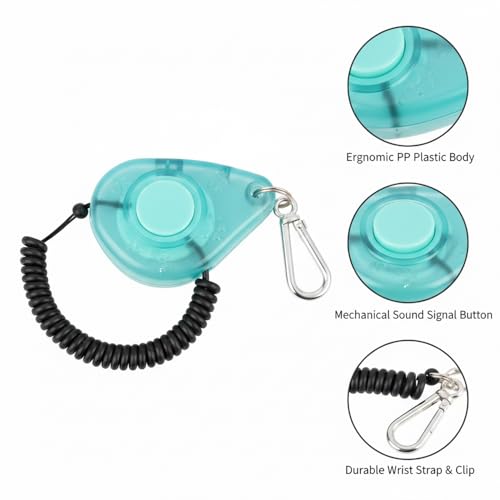 Dog Training Clicker with Wrist Strap - Ergonomic Mechanical Sound Signal for Obedience & Trick Training, Durable PP Plastic (1 Pack) - color: Blue